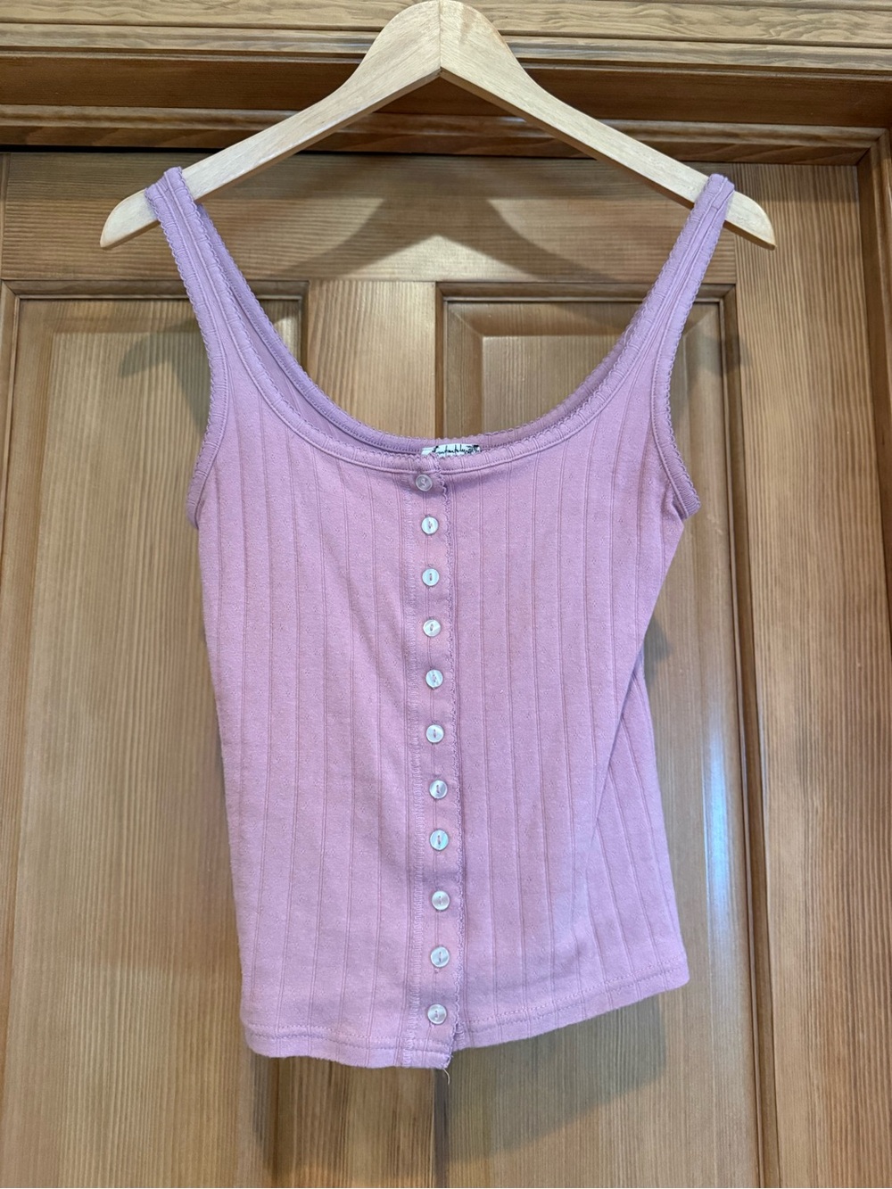 Free People Dusty Pink Ribbed Button-Front Camisole